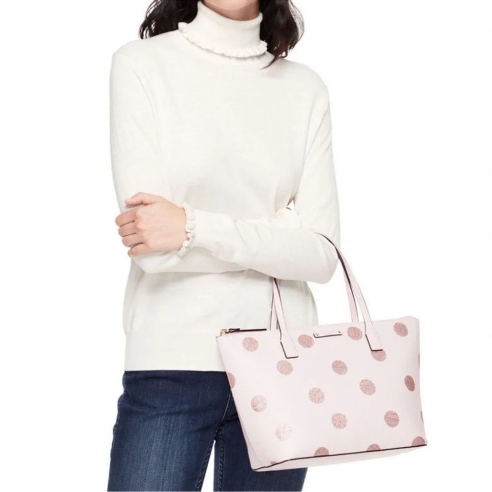 Kate Spade Light Pink Tote with Glitter Polka Dots